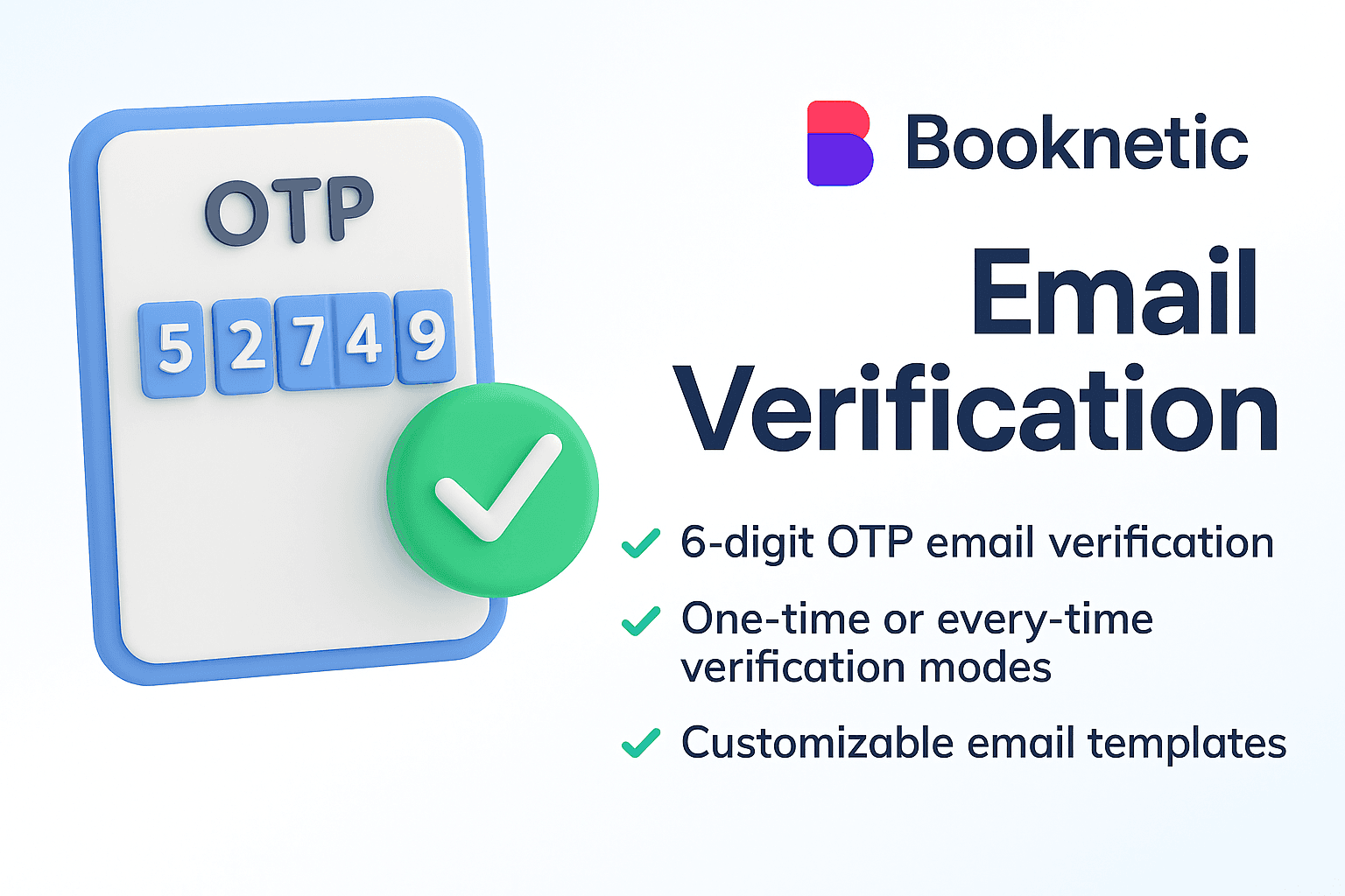 Email Verification (OTP) for Booknetic